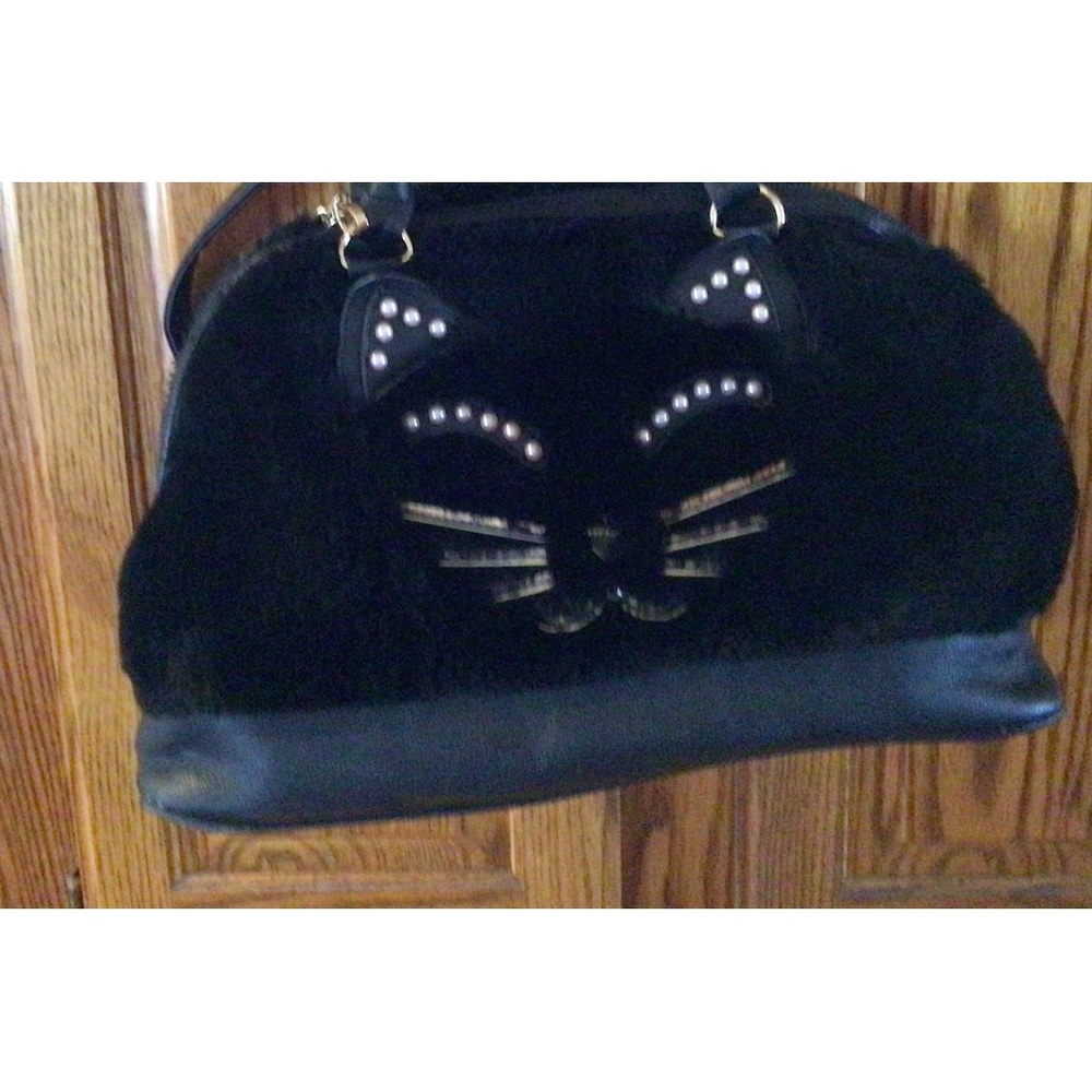 BETSEY JOHNSON Kitsch Black Fur Satchel